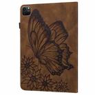 For iPad Pro 11 2024 Big Butterfly Embossed Leather Tablet Case(Brown) - 3