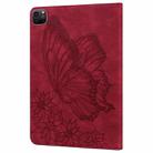 For iPad Pro 11 2024 Big Butterfly Embossed Leather Tablet Case(Red) - 3