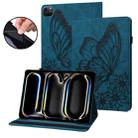 For iPad Pro 13 2024 Big Butterfly Embossed Leather Tablet Case(Blue) - 1