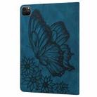 For iPad Pro 13 2024 Big Butterfly Embossed Leather Tablet Case(Blue) - 3