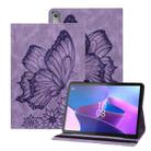 For Lenovo Tab P12 / Xiaoxin Pad Pro 12.7 Big Butterfly Embossed Leather Tablet Case(Purple) - 1