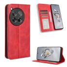 For OnePlus 12R / Ace 3 5G Magnetic Buckle Retro Texture Leather Phone Case(Red) - 1