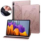 For Samsung Galaxy Tab S9 Ultra / S8 Ultra Big Butterfly Embossed Leather Tablet Case(Rose Gold) - 1