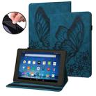 For Amazon Fire HD 10 2023 Big Butterfly Embossed Leather Tablet Case(Blue) - 1