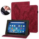 For Amazon Fire HD 10 2023 Big Butterfly Embossed Leather Tablet Case(Red) - 1