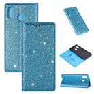 For Samsung Galaxy A20LF Ultrathin Glitter Magnetic Horizontal Flip Leather Case with Holder & Card Slots(Sky Blue) - 1