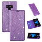 For Samsung Galaxy Note 9 Ultrathin Glitter Magnetic Horizontal Flip Leather Case with Holder & Card Slots(Purple) - 1