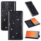 For Samsung Galaxy Note 10 Ultrathin Glitter Magnetic Horizontal Flip Leather Case with Holder & Card Slots(Black) - 1