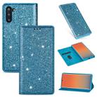 For Samsung Galaxy Note 10 Ultrathin Glitter Magnetic Horizontal Flip Leather Case with Holder & Card Slots(Sky Blue) - 1