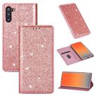 For Samsung Galaxy Note 10 Ultrathin Glitter Magnetic Horizontal Flip Leather Case with Holder & Card Slots(Rose Gold) - 1