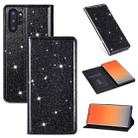 For Samsung Galaxy Note 10 Plus Ultrathin Glitter Magnetic Horizontal Flip Leather Case with Holder & Card Slots(Black) - 1