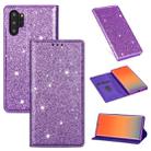 For Samsung Galaxy Note 10 Plus Ultrathin Glitter Magnetic Horizontal Flip Leather Case with Holder & Card Slots(Purple) - 1