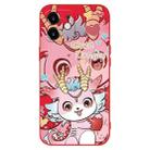 For iPhone 12 New Year Red Silicone Shockproof Phone Case(Cute Pink Dragon) - 1