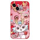 For iPhone 13 New Year Red Silicone Shockproof Phone Case(Cute Pink Dragon) - 1