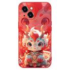 For iPhone 13 New Year Red Silicone Shockproof Phone Case(Cute Little Dragon) - 1