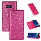 For Samsung Galaxy S8 Ultrathin Glitter Magnetic Horizontal Flip Leather Case with Holder & Card Slots(Rose Red) - 1