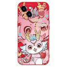 For iPhone 14 Plus New Year Red Silicone Shockproof Phone Case(Cute Pink Dragon) - 1