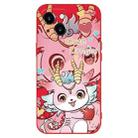 For iPhone 14 New Year Red Silicone Shockproof Phone Case(Cute Pink Dragon) - 1