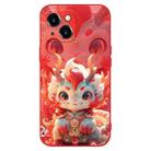 For iPhone 15 New Year Red Silicone Shockproof Phone Case(Cute Little Dragon) - 1