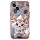 For iPhone 15 Plus New Year Red Silicone Shockproof Phone Case(White Dragon) - 1