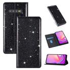 For Samsung Galaxy S10 Ultrathin Glitter Magnetic Horizontal Flip Leather Case with Holder & Card Slots(Black) - 1