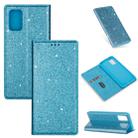 For Samsung Galaxy A91 Ultrathin Glitter Magnetic Horizontal Flip Leather Case with Holder & Card Slots(Sky Blue) - 1