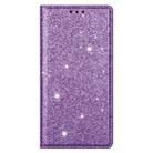 For Samsung Galaxy A21 Ultrathin Glitter Magnetic Horizontal Flip Leather Case with Holder & Card Slots(Purple) - 2