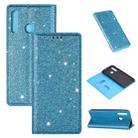 For Samsung Galaxy M30 Ultrathin Glitter Magnetic Horizontal Flip Leather Case with Holder & Card Slots(Sky Blue) - 1
