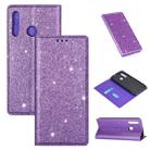 For Samsung Galaxy M30 Ultrathin Glitter Magnetic Horizontal Flip Leather Case with Holder & Card Slots(Purple) - 1