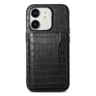 For iPhone 11 Crocodile Texture Card Bag Design Full Coverage Phone Case(Black) - 1