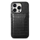 For iPhone 11 Pro Crocodile Texture Card Bag Design Full Coverage Phone Case(Black) - 1