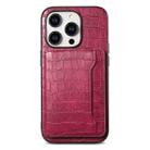 For iPhone 11 Pro Crocodile Texture Card Bag Design Full Coverage Phone Case(Red) - 1