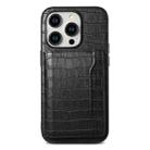 For iPhone 12 Pro / 12 Crocodile Texture Card Bag Design Full Coverage Phone Case(Black) - 1