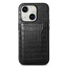 For iPhone 14 Plus Crocodile Texture Card Bag Design Full Coverage Phone Case(Black) - 1