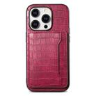 For iPhone 14 Pro Max Crocodile Texture Card Bag Design Full Coverage Phone Case(Red) - 1