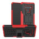 For LG Stylo 6 Tire Texture Shockproof TPU + PC Protective Case with Holder(Red) - 1