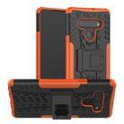 For LG Stylo 6 Tire Texture Shockproof TPU + PC Protective Case with Holder(Orange) - 1