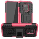 For Xiaomi Redmi 10X 5G Tire Texture Shockproof TPU + PC Protective Case with Holder(Rose Red) - 1