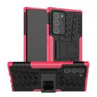 For Samsung Galaxy Note20 Ultra Tire Texture Shockproof TPU + PC Protective Case with Holder(Rose Red) - 1