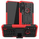 For Motorola Moto G8 Power Lite Tire Texture Shockproof TPU + PC Protective Case with Holder(Red) - 1