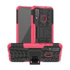 For Huawei P Smart (2020) Tire Texture Shockproof TPU + PC Protective Case with Holder(Rose Red) - 1