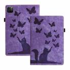 For iPad Pro 12.9 2022 / Air 13 2024 Butterfly Cat Embossing Leather Tablet Case(Purple) - 1