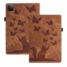 For iPad Pro 12.9 2022 / 2021 / 2020 Butterfly Cat Embossing Leather Tablet Case(Brown) - 1