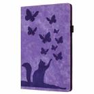 For iPad Pro 11 2024 Butterfly Cat Embossing Leather Tablet Case(Purple) - 2