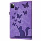 For iPad Pro 11 2024 Butterfly Cat Embossing Leather Tablet Case(Purple) - 3