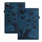 For iPad Pro 11 2024 Butterfly Cat Embossing Leather Tablet Case(Dark Blue) - 1