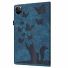 For iPad Pro 11 2024 Butterfly Cat Embossing Leather Tablet Case(Dark Blue) - 3