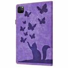 For iPad Pro 13 2024 Butterfly Cat Embossing Leather Tablet Case(Purple) - 3