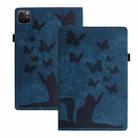 For iPad Pro 13 2024 Butterfly Cat Embossing Leather Tablet Case(Dark Blue) - 1