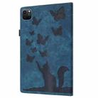 For iPad Pro 13 2024 Butterfly Cat Embossing Leather Tablet Case(Dark Blue) - 3